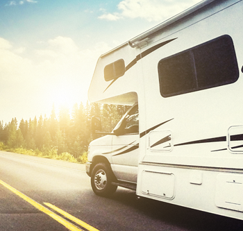 An RV driving down the road