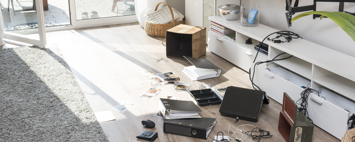 A very messy living room floor