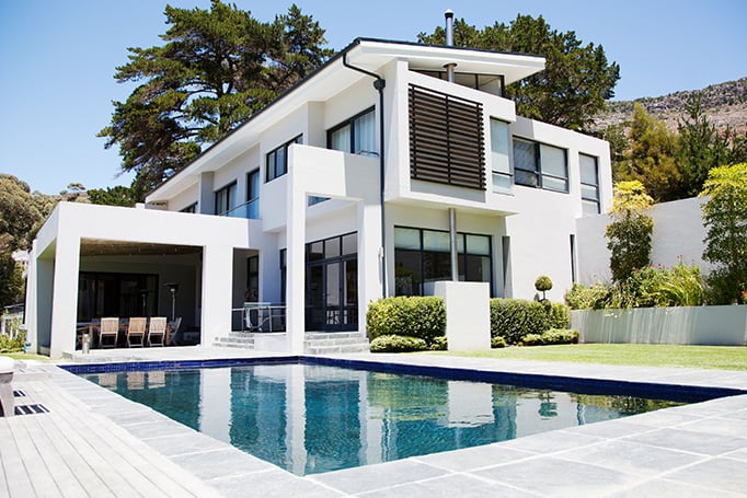 Modern-looking home with a pool