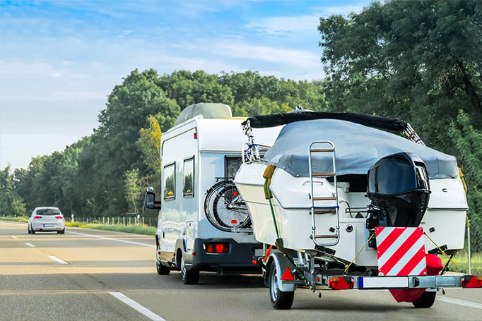 RV driving down the highway